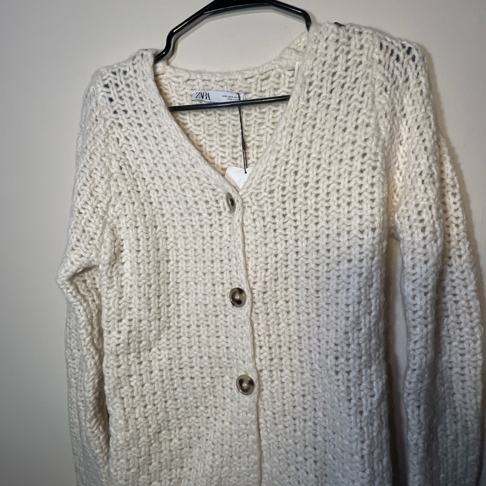 Zara Women's Cream Knit Cardigan